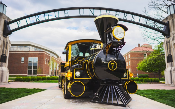 Boilermaker Special in front of the Purdue arch